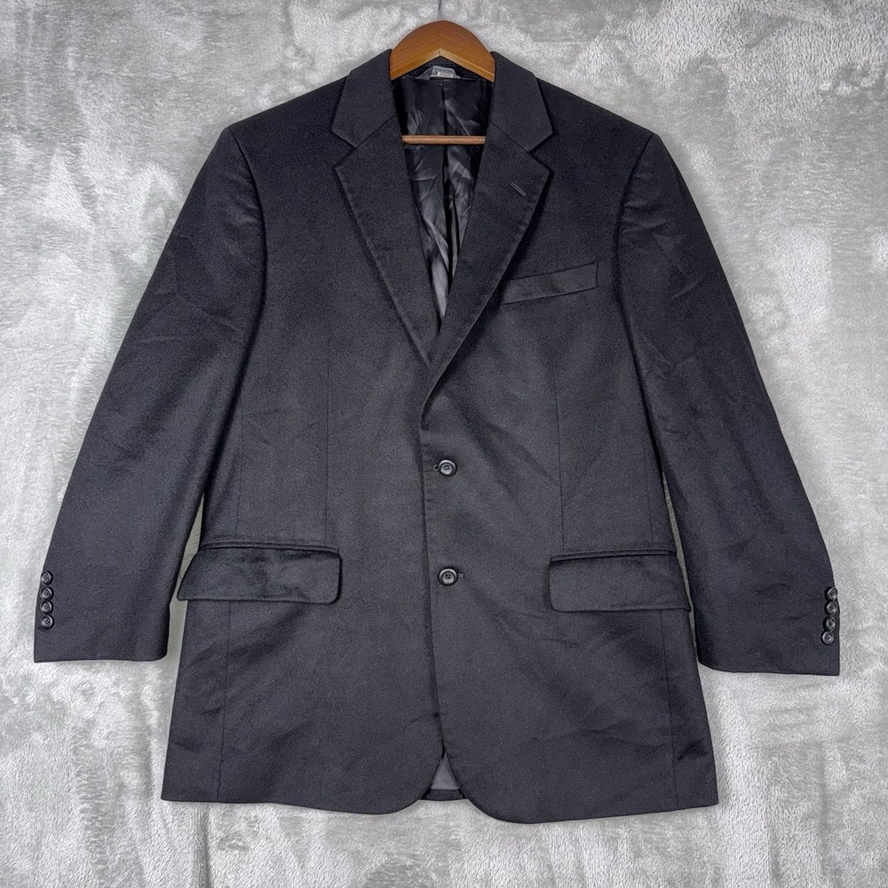 Jos A Bank 100% Cashmere Blazer Sport Coat Jacket Men 41R Black 2 Button Classic - Picture 1 of 16